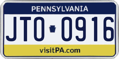 PA license plate JTO0916