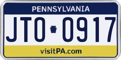 PA license plate JTO0917