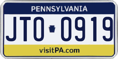 PA license plate JTO0919