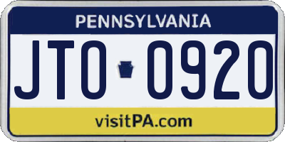PA license plate JTO0920