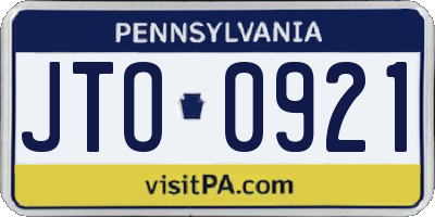 PA license plate JTO0921