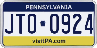 PA license plate JTO0924