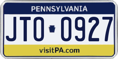 PA license plate JTO0927