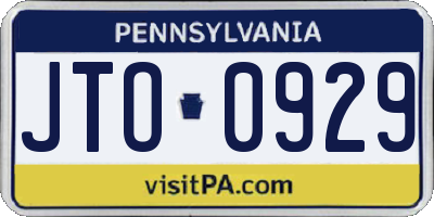 PA license plate JTO0929