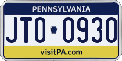 PA license plate JTO0930