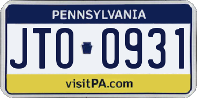 PA license plate JTO0931