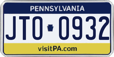PA license plate JTO0932