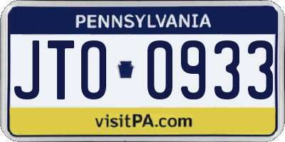 PA license plate JTO0933