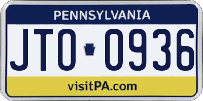 PA license plate JTO0936