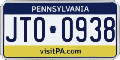 PA license plate JTO0938
