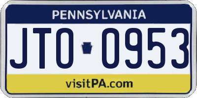 PA license plate JTO0953