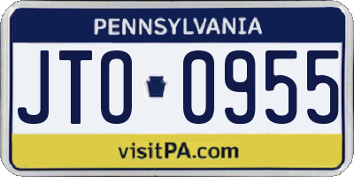PA license plate JTO0955
