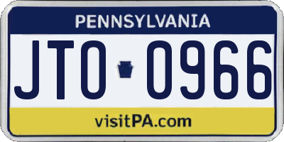 PA license plate JTO0966