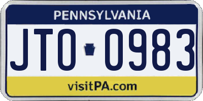 PA license plate JTO0983