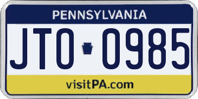 PA license plate JTO0985