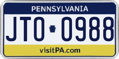 PA license plate JTO0988