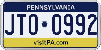 PA license plate JTO0992