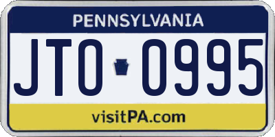 PA license plate JTO0995