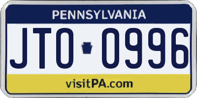 PA license plate JTO0996