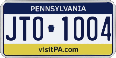 PA license plate JTO1004