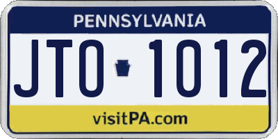 PA license plate JTO1012