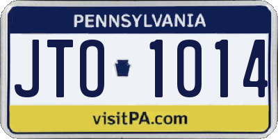 PA license plate JTO1014