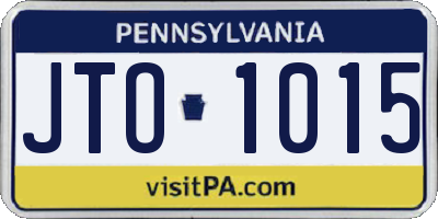 PA license plate JTO1015