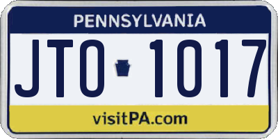 PA license plate JTO1017