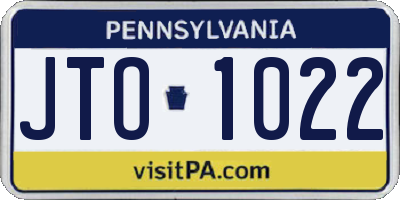 PA license plate JTO1022