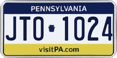 PA license plate JTO1024