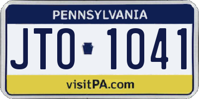 PA license plate JTO1041
