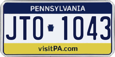 PA license plate JTO1043