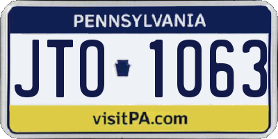 PA license plate JTO1063