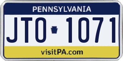 PA license plate JTO1071