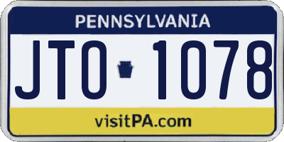 PA license plate JTO1078