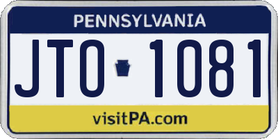 PA license plate JTO1081