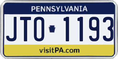 PA license plate JTO1193