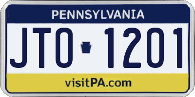 PA license plate JTO1201
