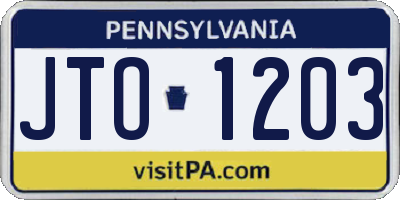 PA license plate JTO1203