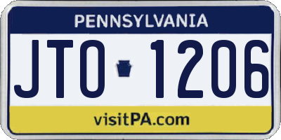 PA license plate JTO1206