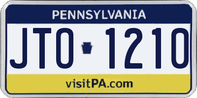 PA license plate JTO1210
