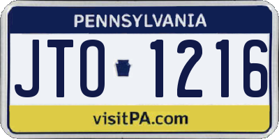 PA license plate JTO1216