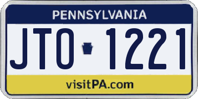 PA license plate JTO1221