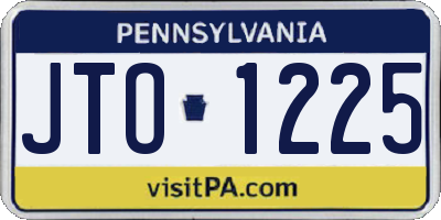 PA license plate JTO1225