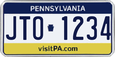PA license plate JTO1234
