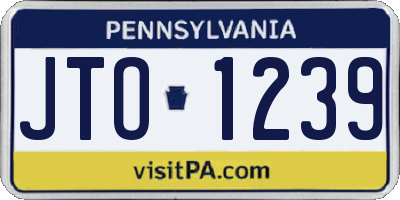 PA license plate JTO1239