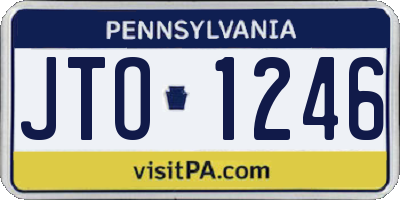PA license plate JTO1246