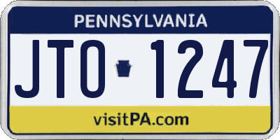 PA license plate JTO1247