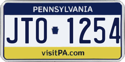 PA license plate JTO1254