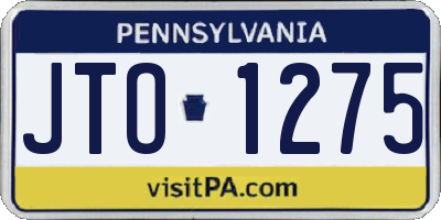PA license plate JTO1275